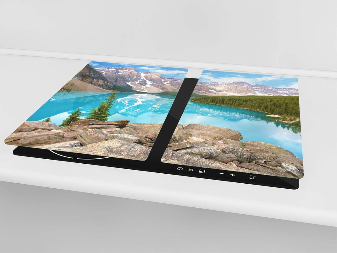 Küchenbrett aus Hartglas und Kochplattenabdeckung SINGLE mit 60 x 52 cm und DOUBLE - zwei Bretter mi