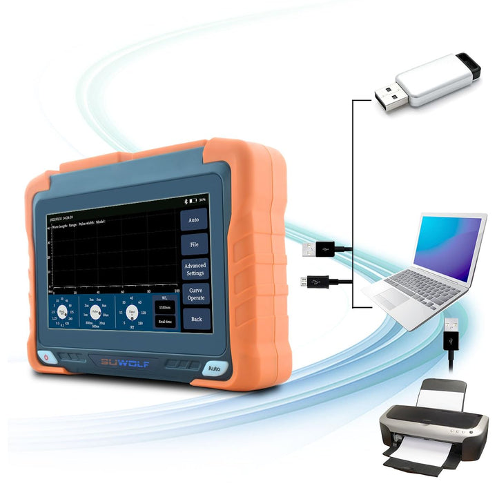 850/1300nm 26/28dB 4in1 MM OTDR +VFL+OPM+OLS 7” Touchscreen 60Km Glasfaser Tester/LWL Tester/Optisch