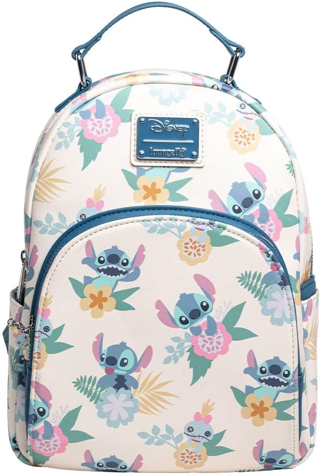 loungefly Disney Lilo & Stitch Hawaiian Flowers Stitch and Scrump AOP Double Strap Shoulder Bag Purs