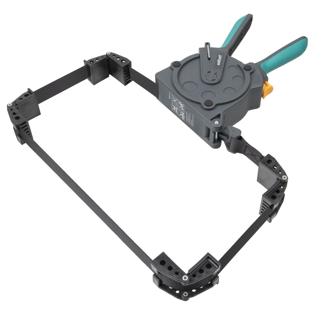 wolfcraft Einhand-Rahmenspanner 3681000 – Bandspanner zur schnellen Fixierung von Brettern & Rahmen