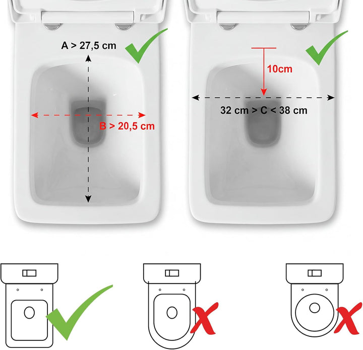 PEPE Mobility Toilettensitzerhöhung für Quadratische Toiletten 10 cm Weiss, WC Sitzerhöhung mit Deck