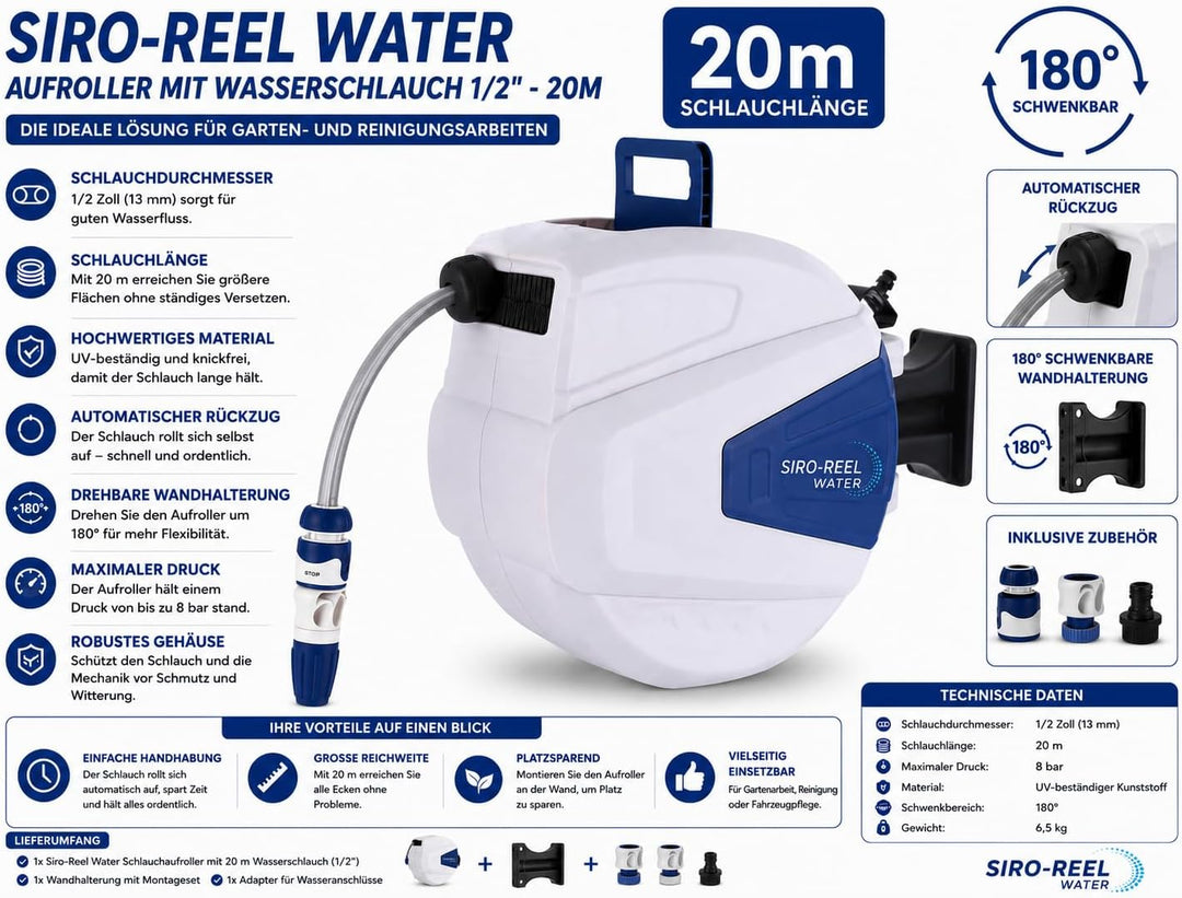 Siro Reel Water Automatikaufroller Wasser 20m