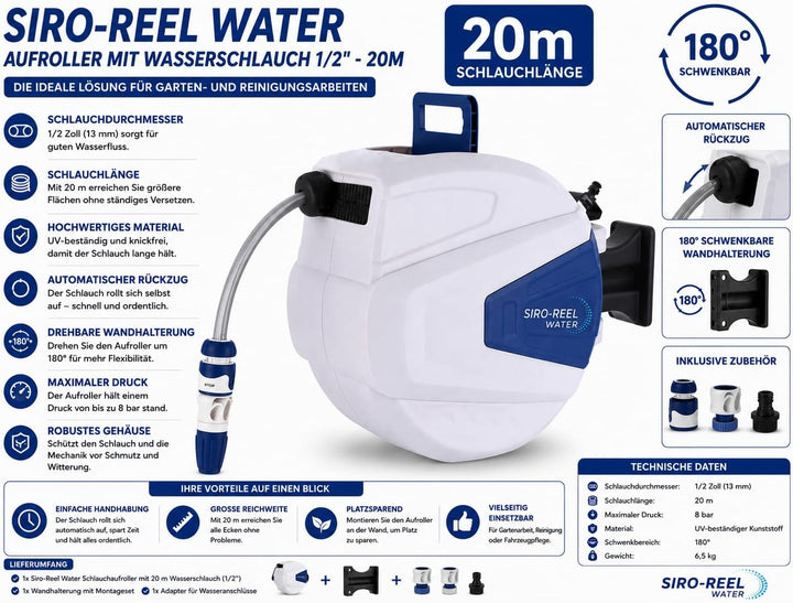 Siro Reel Water Automatikaufroller Wasser 20m