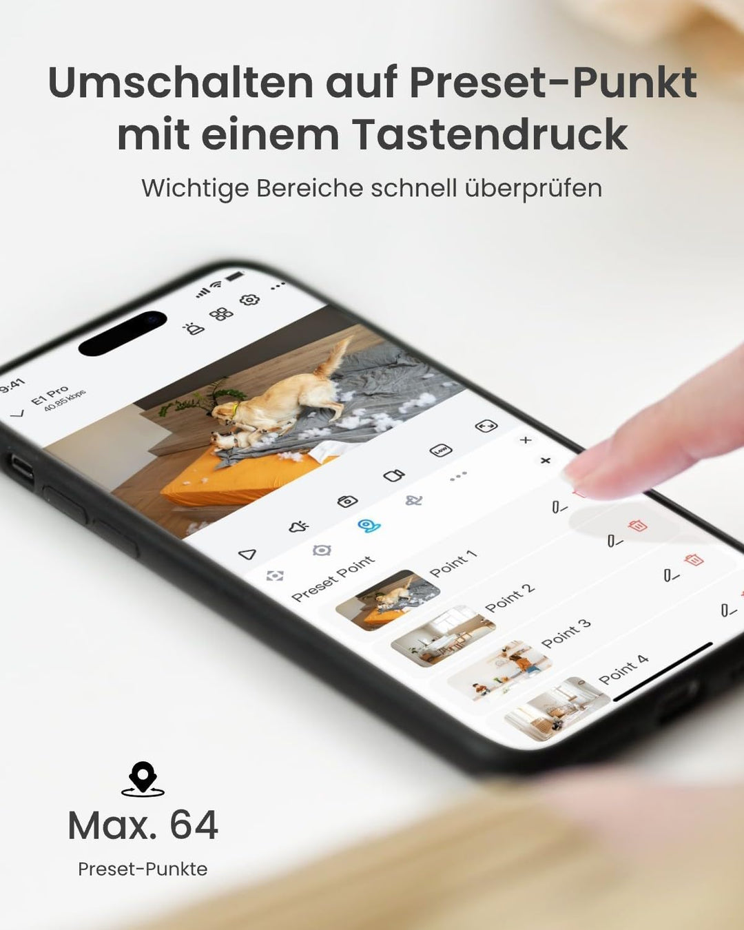 Reolink 2K 4MP WLAN Überwachungskamera Innen, 360°-Ansicht Baby Monitor mit Personen-/Tier-/Weinen-E