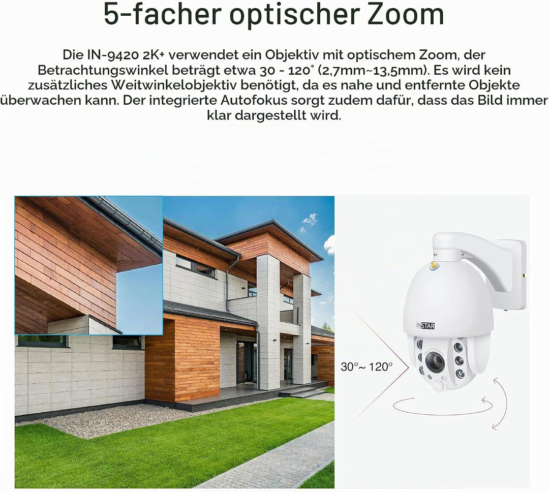 INSTAR IN-9420 2K+ Weiss - LAN/PoE/WLAN Überwachungskamera mit KI (AI) - IP Kamera - PIR - Steuerbar
