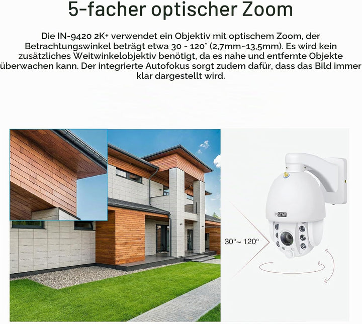 INSTAR IN-9420 2K+ Weiss - LAN/PoE/WLAN Überwachungskamera mit KI (AI) - IP Kamera - PIR - Steuerbar