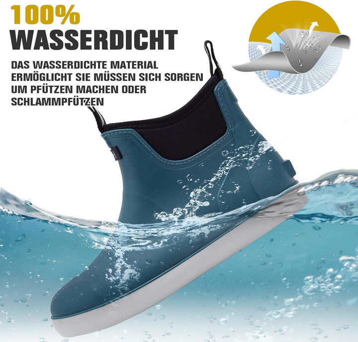 Jesindr Gummistiefel Herren, Protective Wasserdicht Anti-Rutsch Stiefeletten, Atmungsaktiv Schwarz C