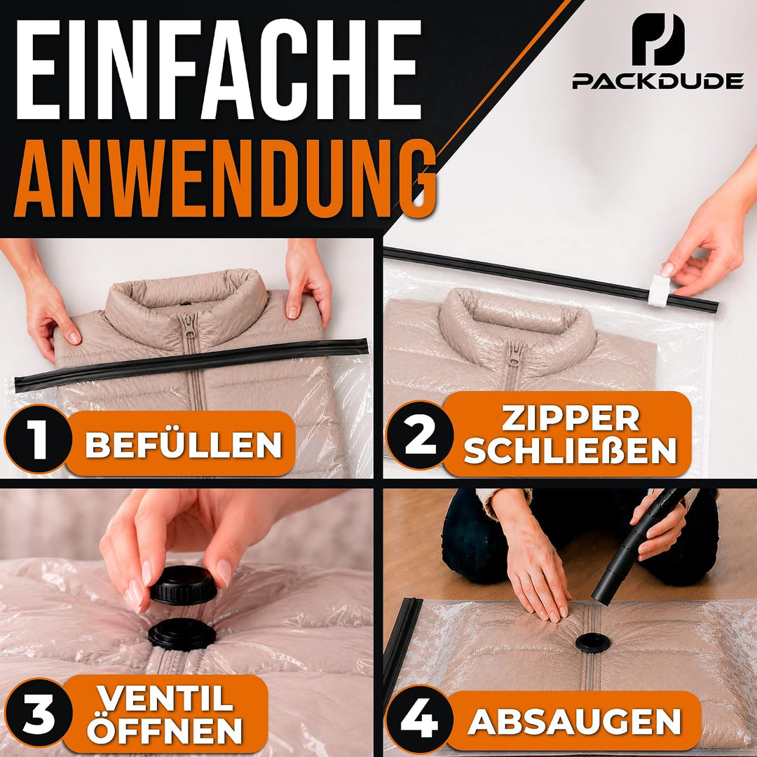 Vakuumbeutel für Kleidung I 6 STÜCK I Grösse L: 80x60cm I Vacuum Bags for Clothing I Staubsauger Vak