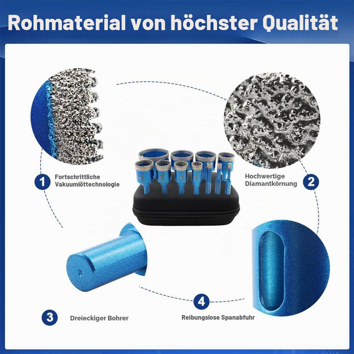 Diamantbohrer Fliesenbohrer Set - BRSCHNITT Diamantbohrer für Keramik, Granit, Porzellan, Fliesen, F