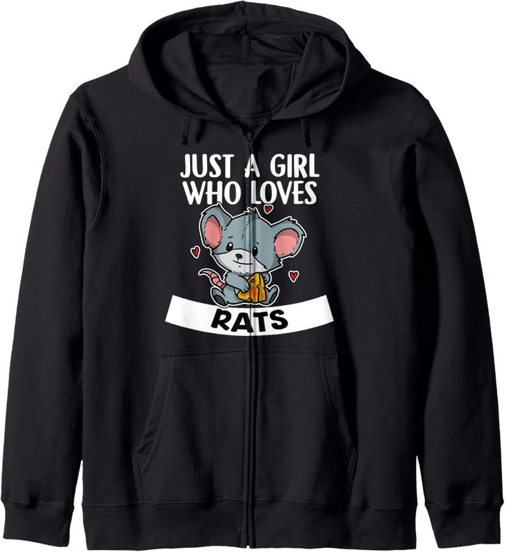 Just A Girl Who Loves Rats Lustiges Maus Ratte Kostüm Kapuzenjacke