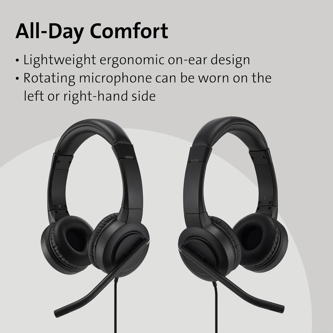 Kensington H1000 USB-C On Ear-Headset, Ultrabequemer HD-Audio-Kopfhörer mit Mikrofon und Kabel, Prof