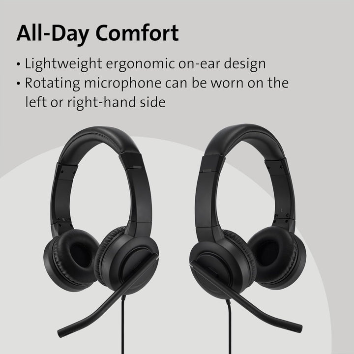 Kensington H1000 USB-C On Ear-Headset, Ultrabequemer HD-Audio-Kopfhörer mit Mikrofon und Kabel, Prof