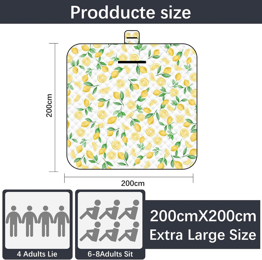 Picknickmatte 2mx2m (Zitrone) – Grosse Faltbare wasserdichte Picnic Blanket - Outdoor Krabbeldecke &