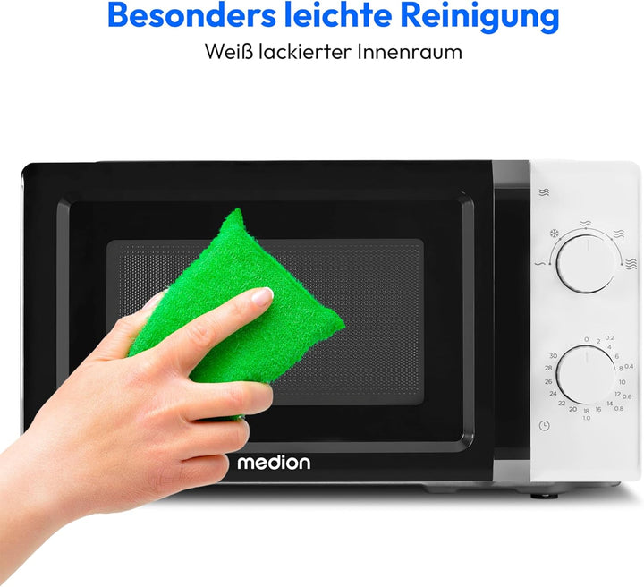 MEDION Mikrowelle (20 Liter, 700 Watt, klein kompakt und platzsparend, 5 Mikrowellenstufen, Auftaufu