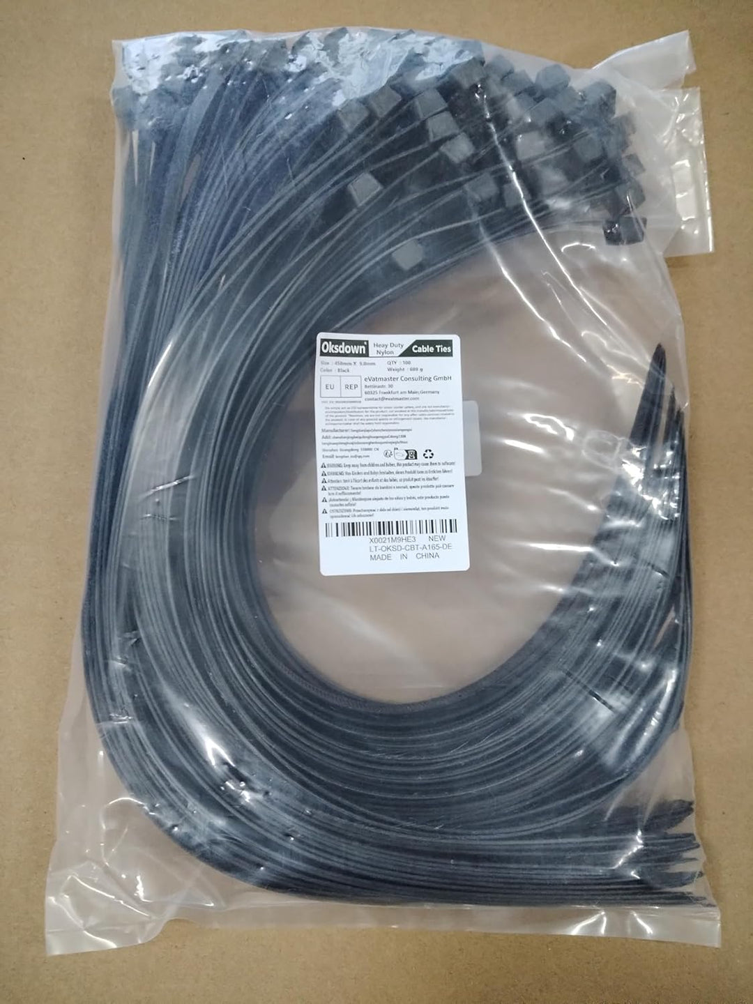 Oksdown 450mm × 9,0mm Breit 100 Stück Extra Stark Kabelbinder mit 80 kg Zugfestigkeit Schwarz UV-Bes