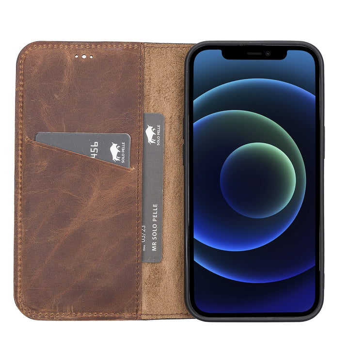 Solo Pelle aufklappbare Lederhülle kompatibel für iPhone 13 Pro Max in 6.7 Zoll inkl. 1 Kartenfach f