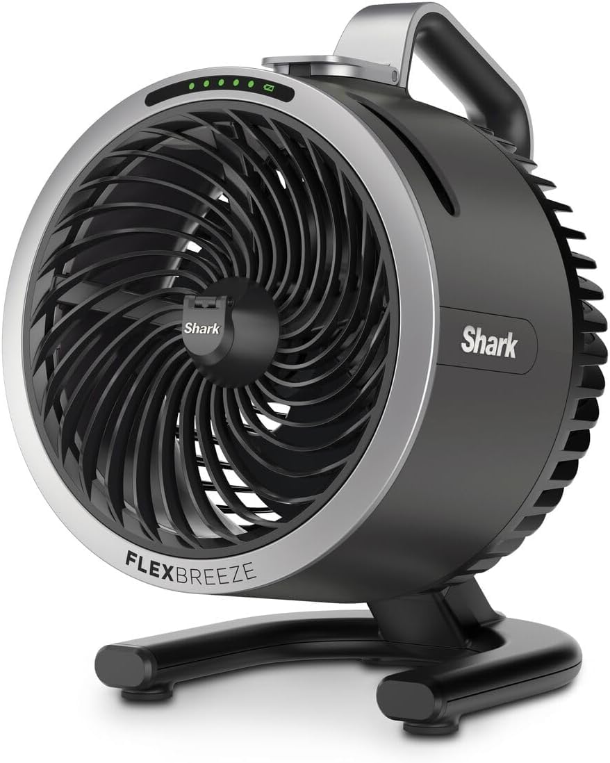 Shark FlexBreeze HydroGo Leistungsstarker kabelloser Ventilator mit Nebel, Innen- und Aussenkühlung,