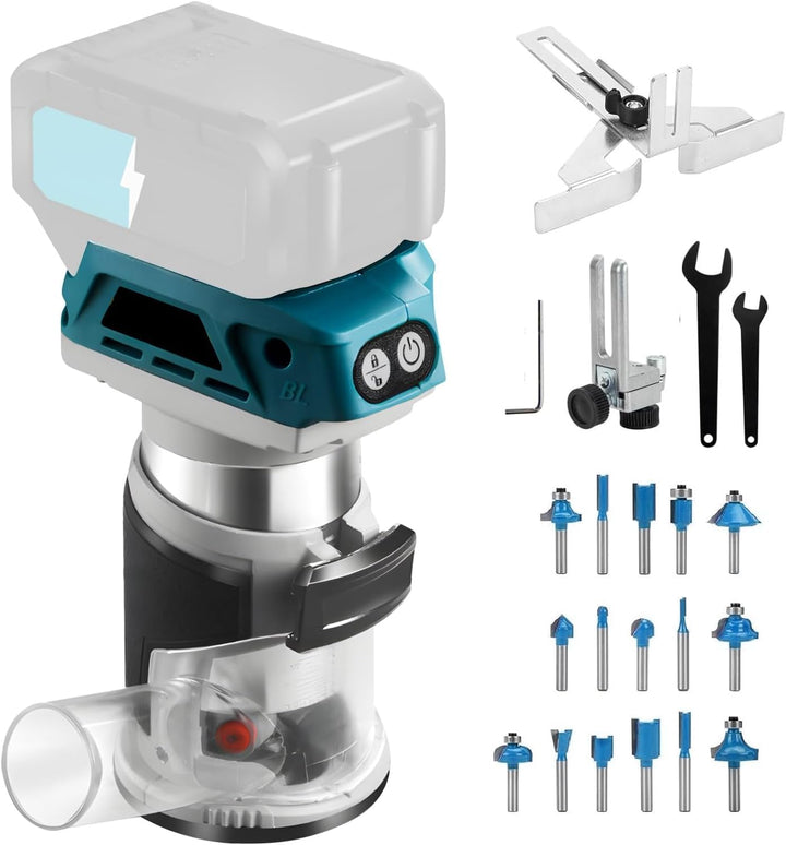 Akku Oberfräse kompatibel mit Makita 18V Akku, 800W Oberfräse Trimmer Einhandfräse, Bürstenloser Kan