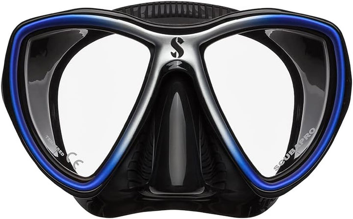 SCUBAPRO Synergy Mini Tauch- und Schnorchelmaske für schmale Gesichter schwarz/blau/silber, schwarz/