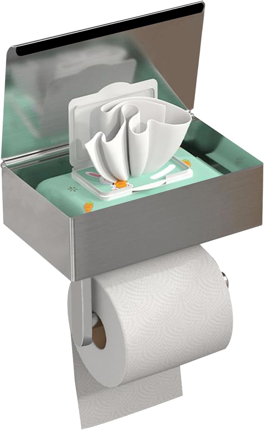 GUIGUZI Toilettenpapierhalter Ohne Bohren - SUS304 Edelstahl Silber Klopapierhalter mit Ablage - Toi