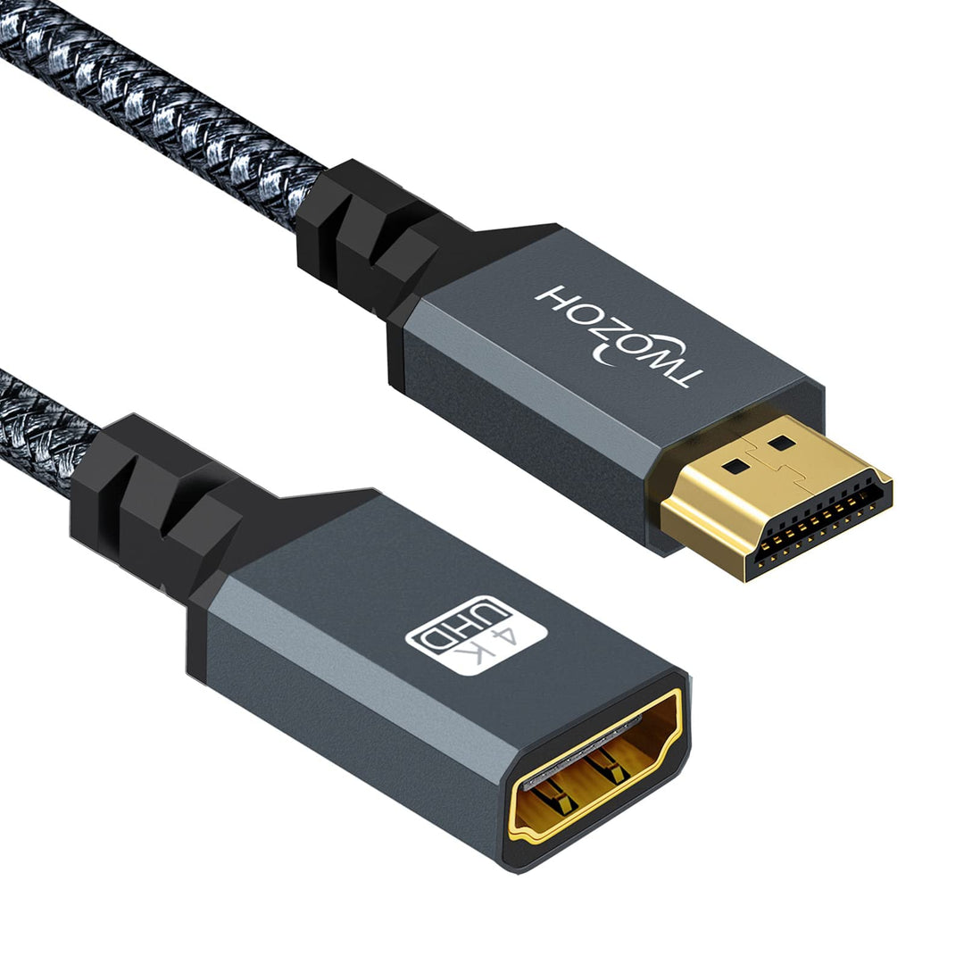 Twozoh HDMI Verlängerungskabel 5M, HDMI Stecker auf Buchse Kabel, HDMI 2.0 Kabeladapter, Unterstützt
