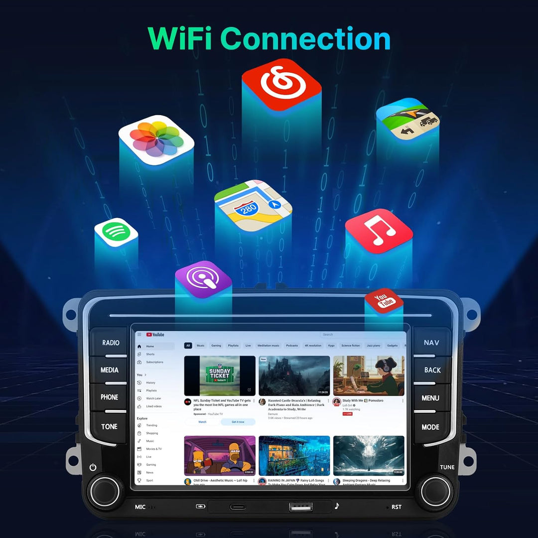 [4+64G] Android Car Stereo für VW Golf 5 6 Passat Polo Tiguan Touran Caddy Skoda Seat mit Wireless C