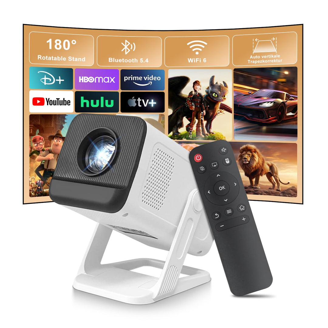 ZDSSY Mini Beamer Projektor 4K, 1080P Projektor Portable Projector mit WiFi 6 & Bluetooth 5.4,Tragba