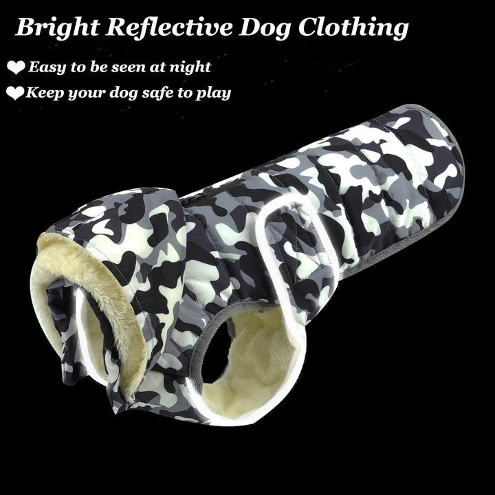 Winter Hundejacke with Abnehmbarem Hut, Hundemantel Wasserdicht Reflektierend Hund Mantel Warme Hood