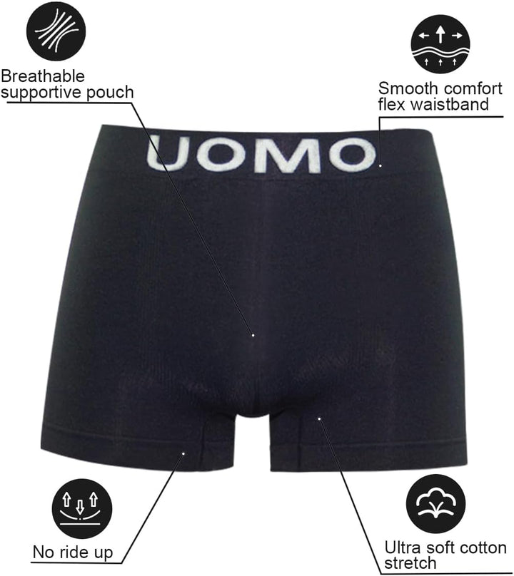 Channo UMO Herren-Boxershorts, Lycra, ohne Nähte, weich und bequem, 12er-Pack Mehrfarbiges Set A 12e