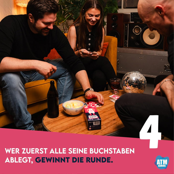 ATM Gaming Quickstop - Das Buchstaben-Duell - Party-Edition - Kartenspiel für Jugendliche und Erwach