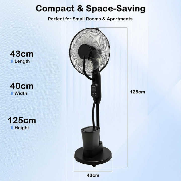 Standventilator mit Wasserkühlung, Stand-Ventilator Frosty mit Wasser, Ventilator inkl. Sprühnebel,