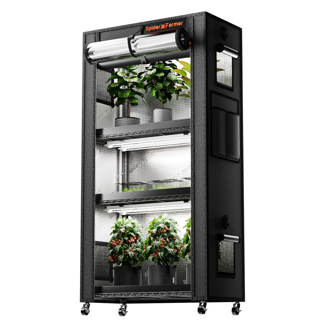 Spider Farmer 2025 Pflanzenständer 4 Etagen Höhe Einstellbar mit 108w 6 Stück Led Vollspektrum Pflan