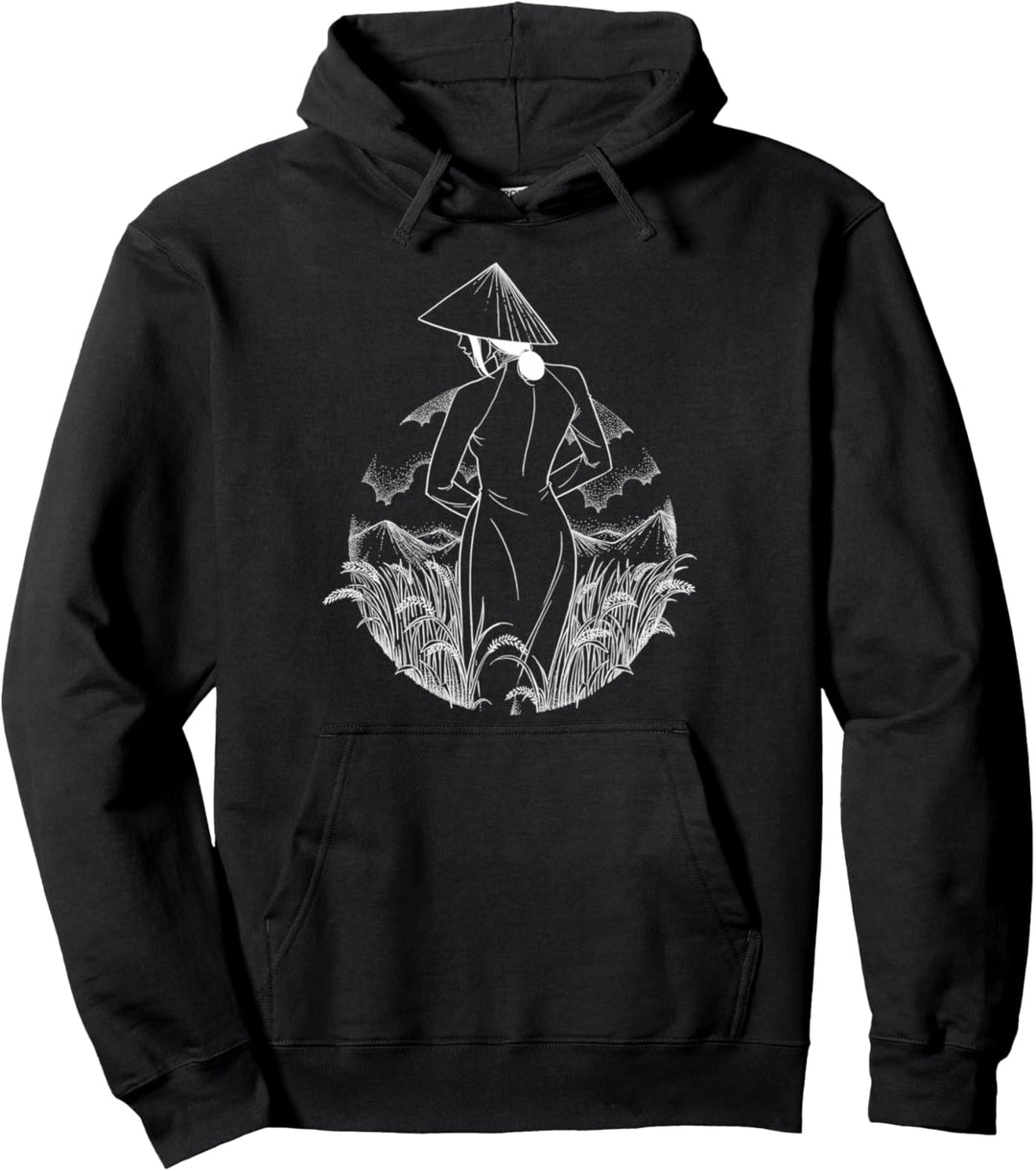 Vietnamesische Frau Reisfeld Ao Dai Hut Vietnam Geschenk Pullover Hoodie