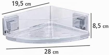 WENKO Vacuum-Loc Badezimmer Eckregal Quadro UNO, Mit herausnehmbarer Schale, Befestigen ohne Bohren,