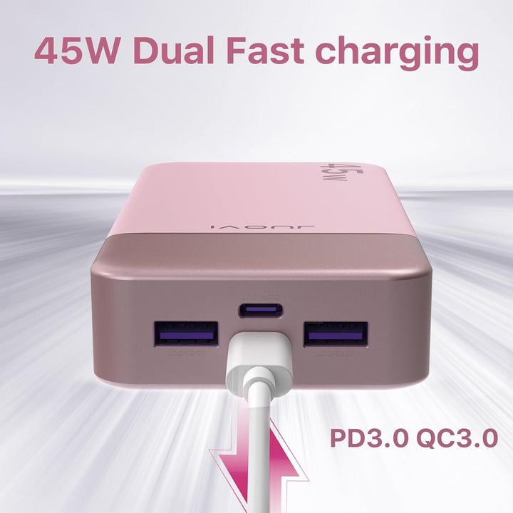 JUOVI Power Bank Fast Charging, 20000mAh 45W Tragbares Ladegerät, Super Fast Charging mit LED Displa