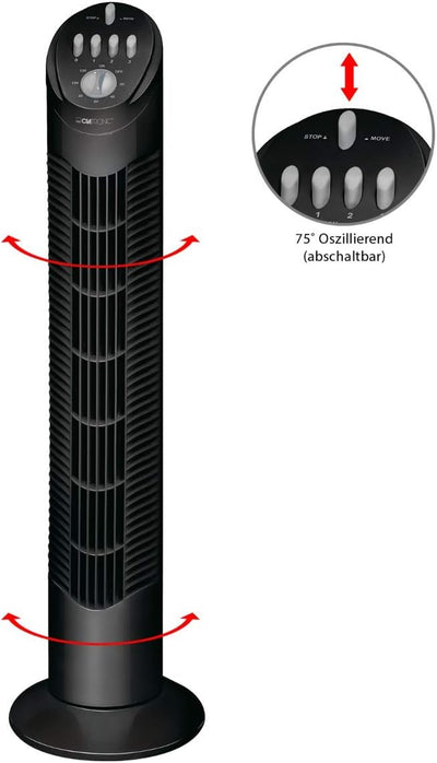 Clatronic Tower Fan/ Turmventilator/ Säulenventilator/ Standventilator TVL 3546; Oszillation 75 Grad