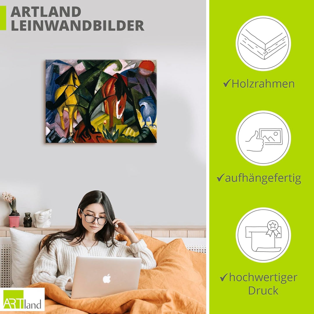 ARTland Leinwandbilder Wandbild Bild auf Leinwand 60x45 cm Wanddeko Abstrakte Kunst Tiere Pferd Pfer