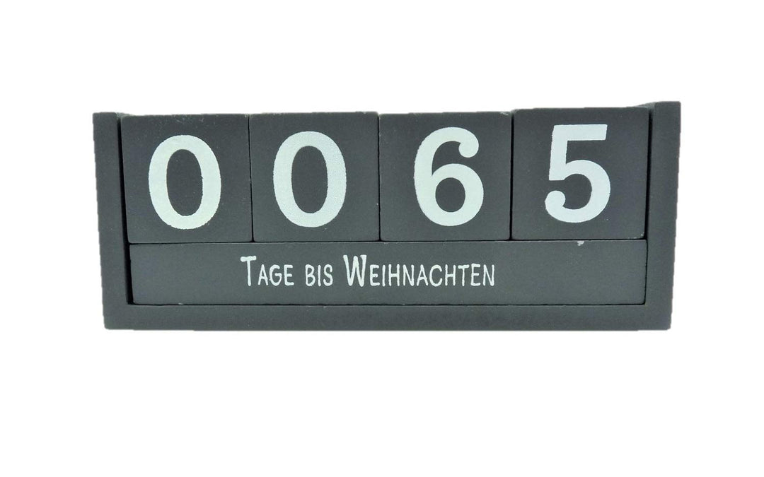 Countdown Würfel Holz 18,5 x 7 cm Tageszähler Grau