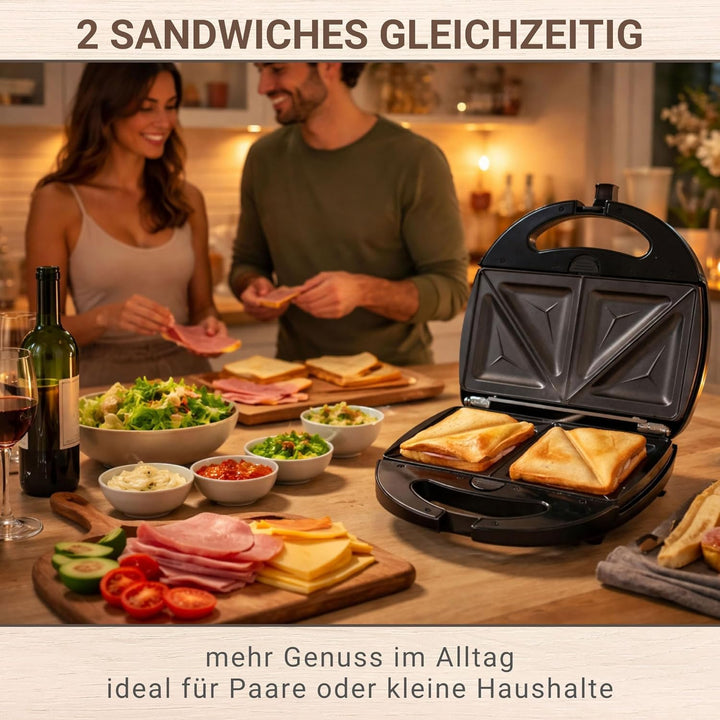 Syntrox Germany Edelstahl Maker Sandwichmaker Chefmaker SM-1300W Sandwich Delight mit herausnehmbare