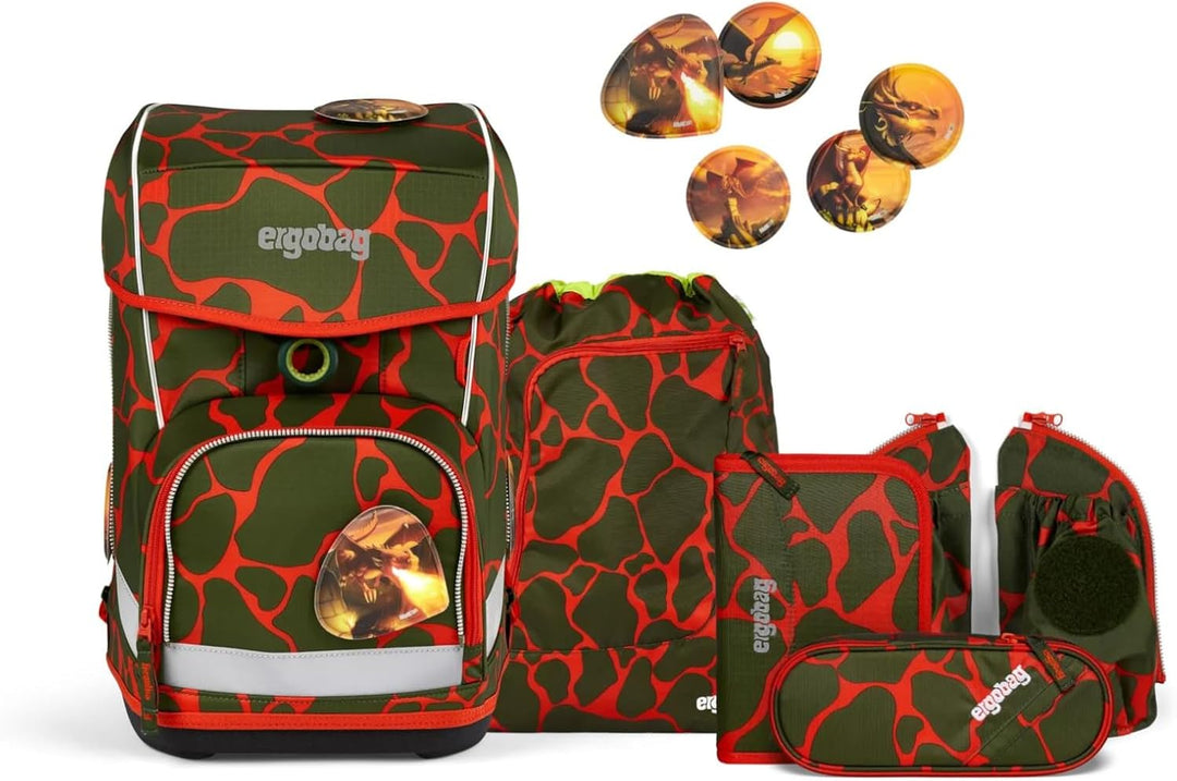 ergobag cubo light Set ergonomischer Schulrucksack, extra leicht, Set 6-teilig inkl. Seitentaschen,