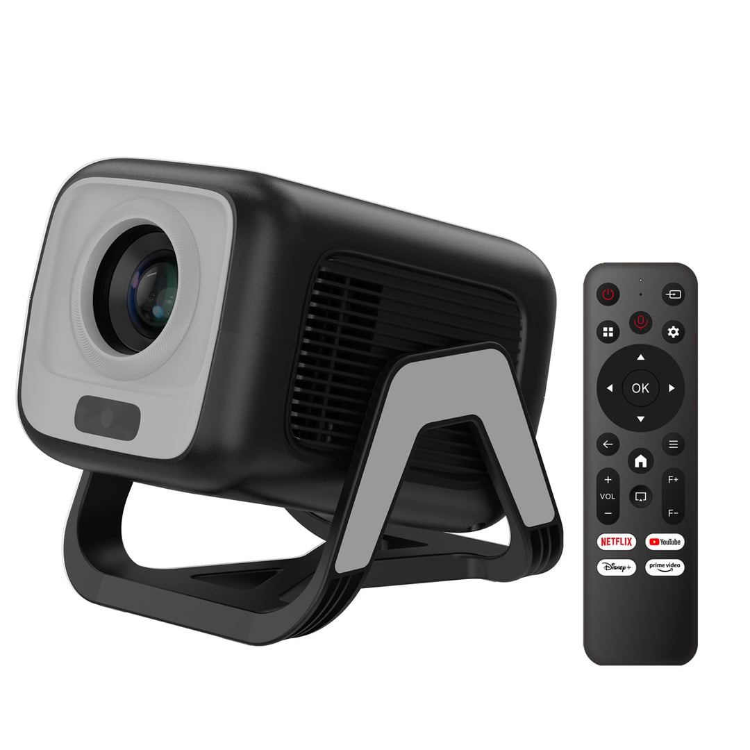 Bettdow 4K Mini Beamer [Netflix Official], Full HD 1080P Drehbar Projektor, Autofokus/Trapezkorrektu