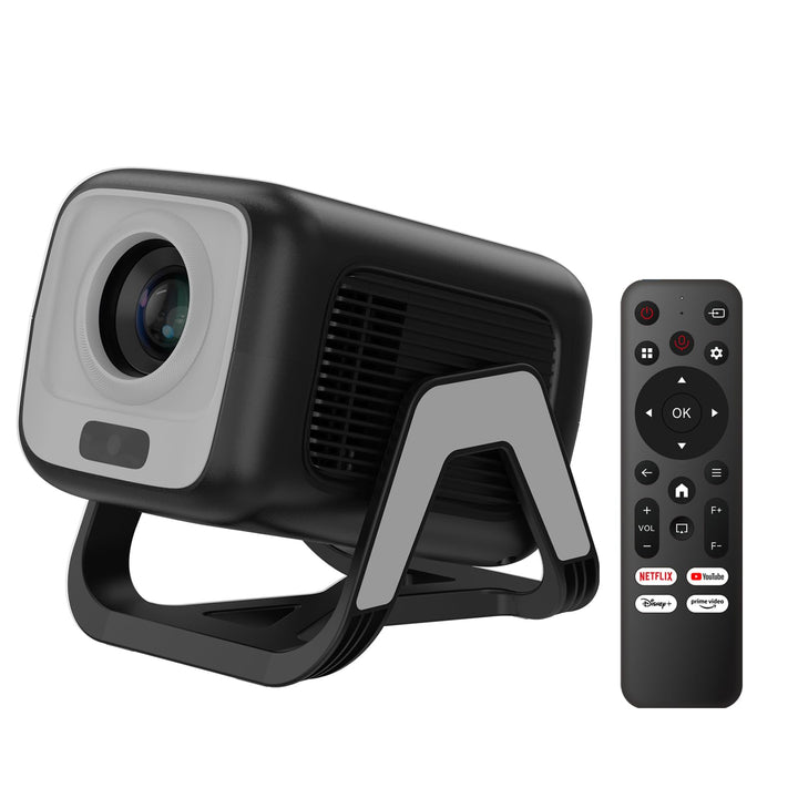 Bettdow 4K Mini Beamer [Netflix Official], Full HD 1080P Drehbar Projektor, Autofokus/Trapezkorrektu