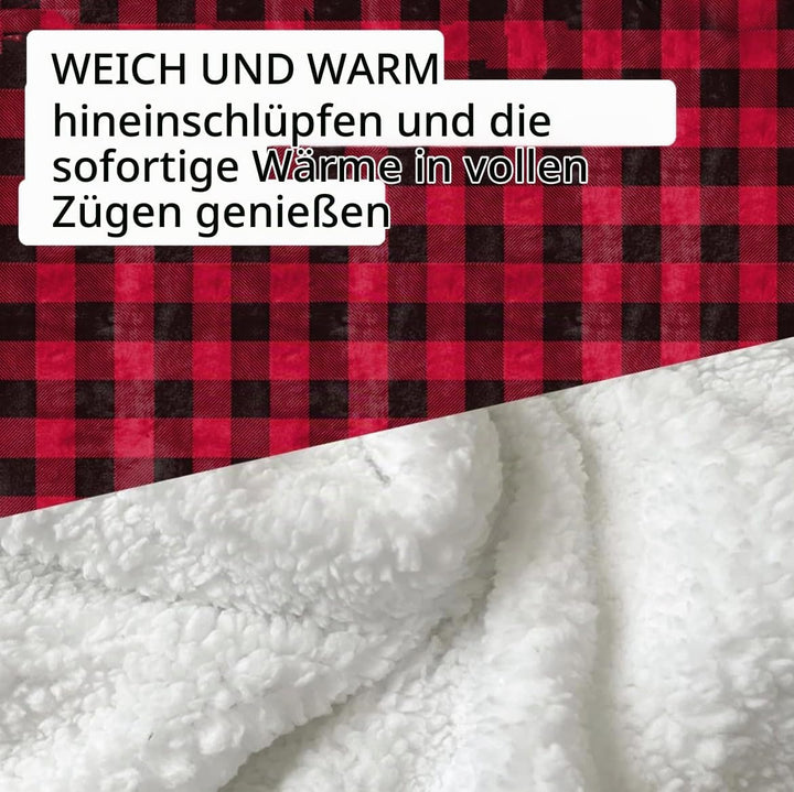 Boikey Kuscheldecke mit Ärmeln,Decke mit ärmeln und Kapuze Oversized, Riesen Hoodie Decke mit 2 Fron