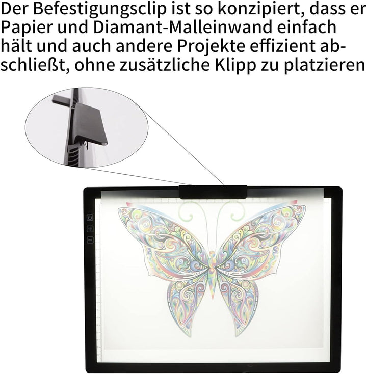 Wiederaufladbar A4 Leuchttisch mit clip,batteriebetrieben Led Licht Pad 6 Helligkeitsstufen Leuchtta
