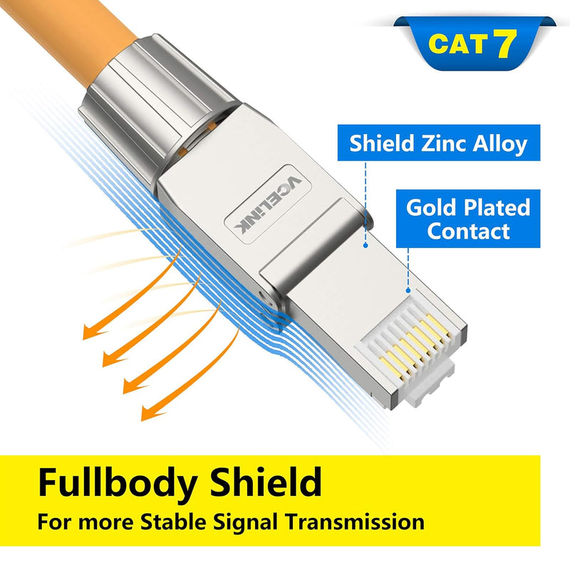 VCELINK RJ45 Stecker Werkzeuglos für Verlegekabel Cat7 Cat6A Netzwerkstecker Werkzeuglos Feldkonfekt