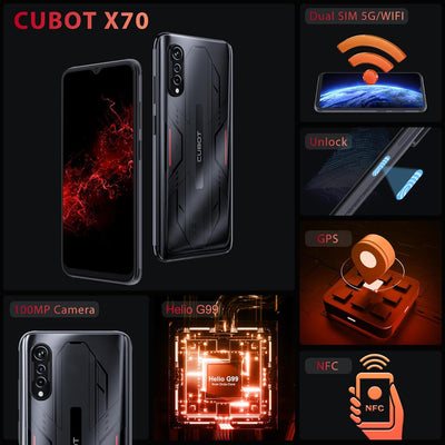 CUBOT X70 Handy ohne Vertrag, 24GB+256GB/1TB Erweiterbar, 100MP Kamera, Octa Core MediaTek Helio G99