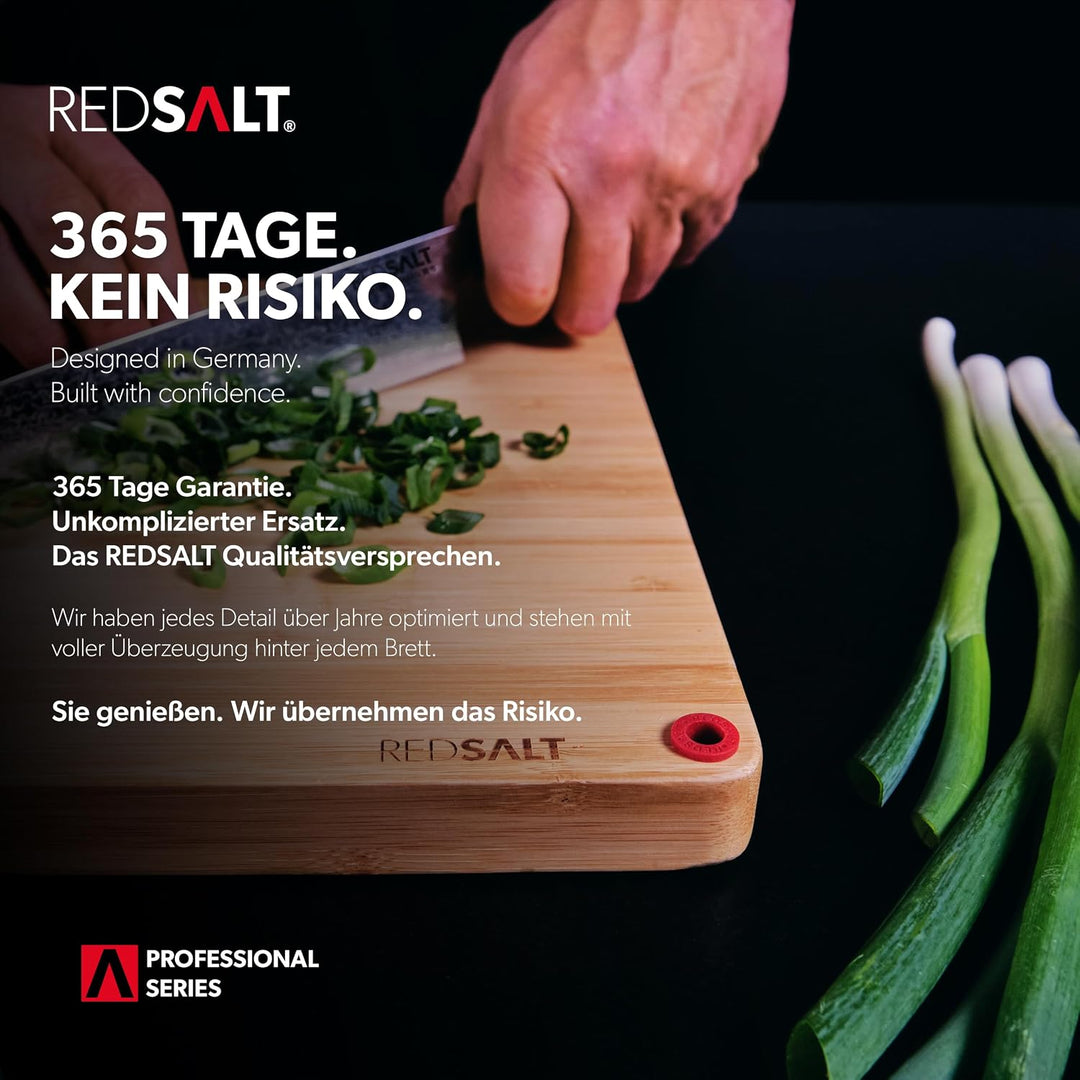 REDSALT® innovatives Bambus Holz Schneidebrett XL 50x36x2,5cm | beidseitig rutschfest antibakteriell