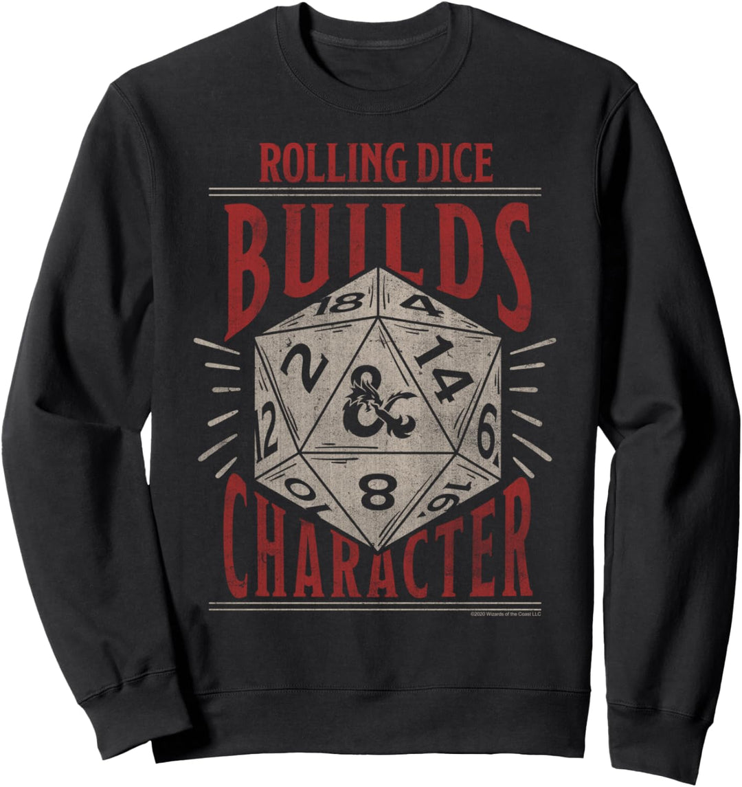 Dungeons & Dragons Rolling Dice Builds Character Sweatshirt