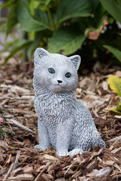 Steinfigur Katze Lilly sitzend, Frost- und wetterfest bis -30°C, massiver Steinguss