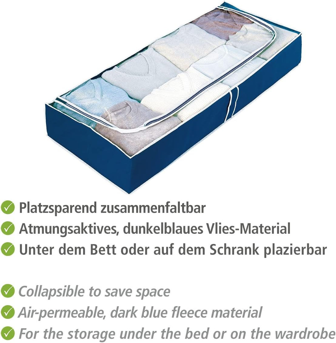 WENKO Unterbettkommode Air, 4er Set, Aufbewahrungstaschen mit Sichtfenster & 3-Seiten-Reissverschlus